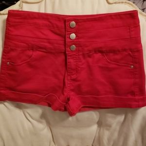 Red high rise shorts